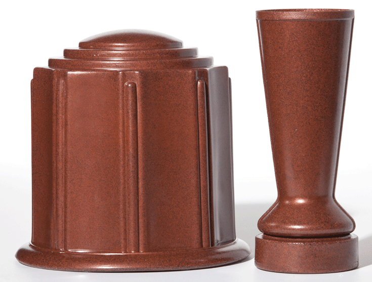 Terra Cotta Granite Urn & Vase Set